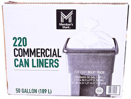 Member's Mark 50-Gallon Commercial Can Liners 220 Count - $52.14