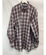 Dick Ferguson Button Front Shirt Long Sleeve Red.Blue MultiColor Wrinkle... - $28.76 CAD