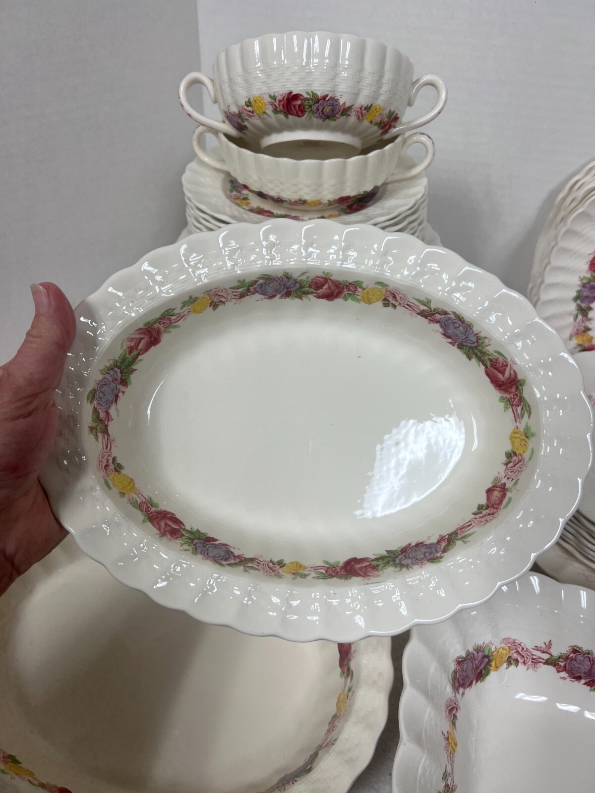 OLD Copeland Spode Rose Briar Basket Weave Rim Item image 12
