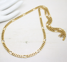 Vintage 1980s Signed Monet Gold Double Curb Link Long Chain NECKLACE Jew... - £44.02 GBP