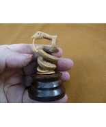 tb-snake-12 baby brown coiled standing Snake Tagua NUT palm figurine Bal... - £40.43 GBP