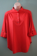 LIND &amp;  CLARE Womens Half Sleeve Red White Dots Blouse Size M (check mea... - $19.00