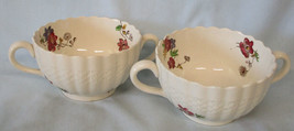 Spode Wicker Dale Flat Bouillon Cups 3 3/4&quot;, Pair, Older Back Stamp - £16.17 GBP