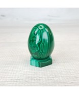 Polished Gemstone Malachite Carved 5cm Egg w/ Matching Hexagon Stand - £61.38 GBP