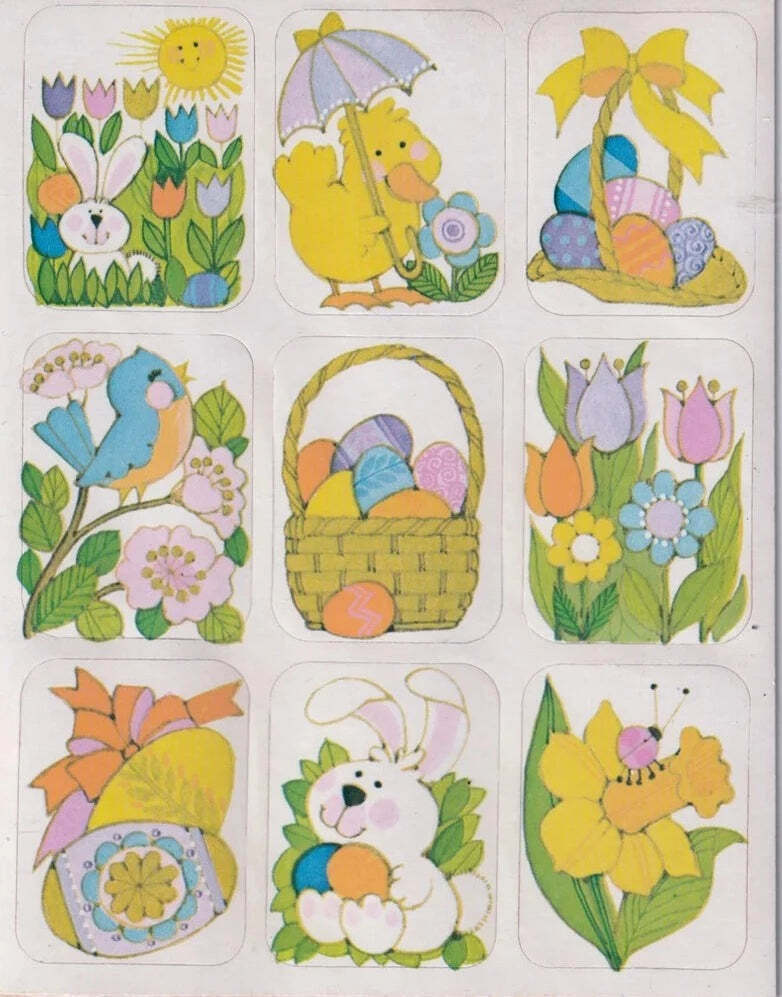 Vintage 1980s 1990s 2000s Sticker Sheet, Eureka Spring Sticker Squares, Flowers, - $3.44