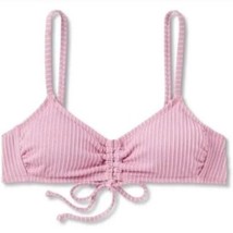 Xhilaration™ Juniors&#39; Metallic Pink Ribbed Cinched Bralette Bikini Top XS - D/DD - £11.98 GBP