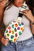 Beige Colorful Leopard Print Buckle Strap Crossbody Bag - $13.83