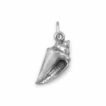 925 Sterling Silver Conch Shell Charm Antique Neck Piece Men Bikers Jewelry 24mm - £30.51 GBP