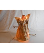 Vintage Angel 10&quot; Tree Topper Lights Gold Wings Gold Gown - $13.33