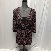 Studio 1940 Top Womens 22/24W Black Pink Subtle Sparkle Stretch Tie in Back Shir - £9.18 GBP