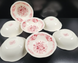 (7) Alfred Meakin Salisbury Pink Cereal Bowls Set Vintage Floral England... - $98.67