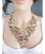 Vitrail Statement Necklace Set Wedding Jewelry Set earrings Vintage Insp... - £39.38 GBP