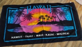 Vintage Hawaii Hawaiian Colorful Sunset Beach Bath Towel 29x52 Vivid AJW... - $23.17