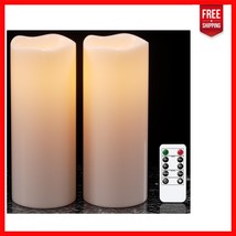 2-Pack 10” x 4” Decor Flameless Candles - Waterproof, Remote-Controlled ... - $37.82