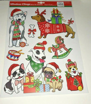 Christmas Window Clings Tree Dogs Husky Pug Sticks Windows 7 Pieces Per Sheet - £8.69 GBP