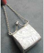 Vintage Sterling Engraved Miniature Purse Opens Pendant Pill Box Doll - $951.63 MXN