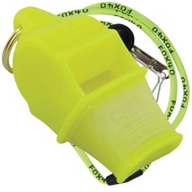 Neon Yellow Fox 40 Sonik Blast Cmg Whistle Official Coach Safety - Free Lanyard - £8.76 GBP