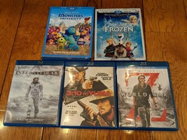 Lot of 5 Blu-ray Movies (Frozen, Monster&#39;s Uni, World War Z, Interstella, 3:10) - £20.26 GBP