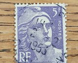 France Stamp Republique Francaise 5f Used Purple - £1.48 GBP