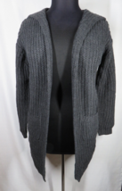 Fashion Nova Women&#39;s Dark Gray Hooded Sweater Cardigan, Pockets, Size L-XL - $39.99