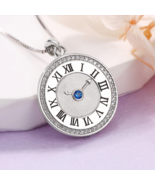 Authentic 18K 925 Sterling Silver Roman Numerals Frosted Clock Pendant - £95.08 GBP