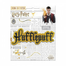 Harry Potter Hufflepuff Text Iron On Patch Yellow - £10.20 GBP