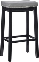 Kingston Gray Bar Stool In Black By Linon Home Decor. - £55.11 GBP