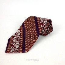 Qiana Vintage Tie Wide International Collection JCPenney Red Blue Beige  - £10.27 GBP