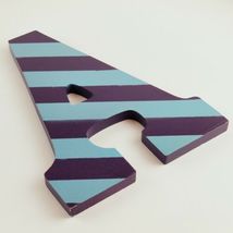 Wooden Letter A Art Minds Blue and Purple Stripes Hanging Wall Decor image 3