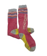 Matilda Jane Large Shoe 10-13 Pink &amp; Yellow Knee-High Socks &quot;Love&quot; Text - $218.05 MXN