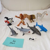 Lot of Assorted Lion, Zebra, Fishes &amp; other Animals Toy Figures - £15.48 GBP