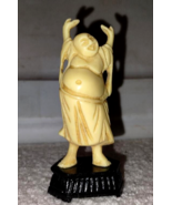 Vintage 3 5/8&quot; Tall Happy Buddah NOS (New Old Stock) Imitation Of Ivory ... - $182.30 MXN