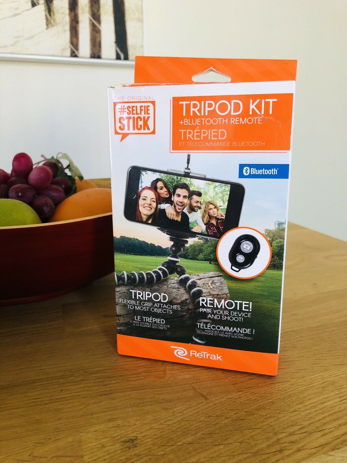 ReTrak Selfie Tripod Kit – With Bluetooth Remote. Open Box - $8.95