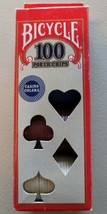 Bicycle Poker Chips Pack of 100~25 Red 50 Ivory 25 Blue Plastic/Washable... - $9.89