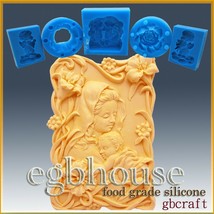 2D Silicone Soap/sugar/fondant/chocolate Mold - mother and child in lily... - $34.65
