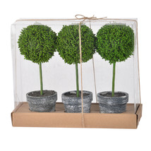 Mini Faux Potted Boxwood Topiaries in Black Pot D3X9.5&quot; Set Of 3 - £38.27 GBP