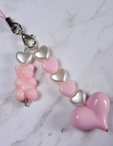 Gummy Bear Heart Handmade Cell Phone Charm Lanyard Strap Pink White New - $243.00 MXN