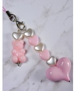 Gummy Bear Heart Handmade Cell Phone Charm Lanyard Strap Pink White New - $244.42 MXN