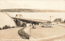 Postcard Rppc Lake Washington Floating Bridge Seatle Wa Bus Cars B1 - £6.18 GBP