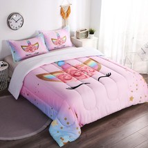 Unicorn Comforter Set Rainbow Soft Girls Unicorn Bedding With 1 Comforte... - $72.99