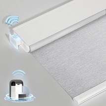 Mansnix Smart Motorized Blinds with Remote, Cordless Grey, 32.5 x 72 - $66.50