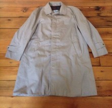 Vintage Aquascutum Aqua 5 Beige Cotton Blend Trench Coat Raincoat UK Made L 50&quot; - £98.77 GBP