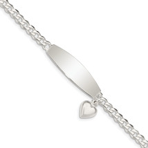 Silver w/Heart Charm ID Bracelet QID205 - $1,795.07 MXN+
