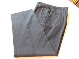 Unbranded Men&#39;s Suit Pants Slacks Navy Blue Pin Striped Size see measure... - $25.73