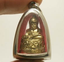 Phra Buakhem Upakoot Buddha blessing magic mantra pendant brass amulet locket we - £31.85 GBP