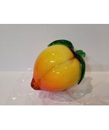 Art Glass Peach Hand Blown Murano Style Fruit Decor (B)  Controlled Bubbles - $24.51 CAD