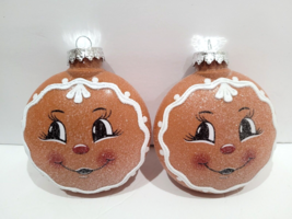 (2) Gingerbread Ornaments Glitter Plastic Christmas Tree Ornaments Decor 4.5&quot; - £11.86 GBP