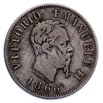 1866 Italie 50 Centesimi Pièce de Monnaie (VF État) Km 14.1 - $82.18 CAD