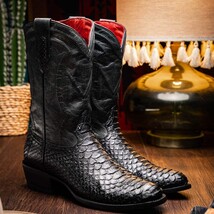 KANSAS Genuine Snake Skin Cowboy Boot from the Western Collection Black image 7