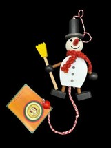 Gschnitzer Jumping Jack 6&quot; Snowman Christmas Ornament Wood Tree Decor - £18.94 GBP